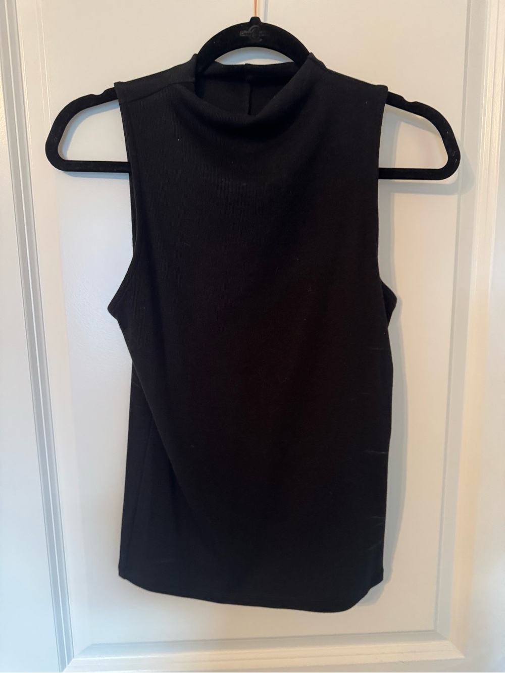 A New Day Black Ribbed Mock Neck Sleeveless Tank Top